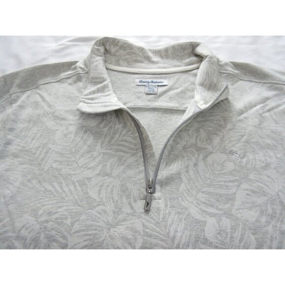 Men's Tommy Bahama 1/4 zipper Mock Neck PO sweatshirt Grey Floral Size 2XL NWT - Picture 3 of 7
